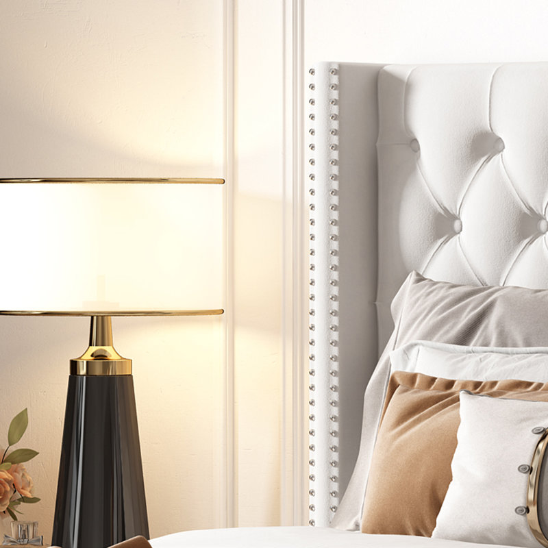 Deth Tufted Velvet Upholstered Platform Bed