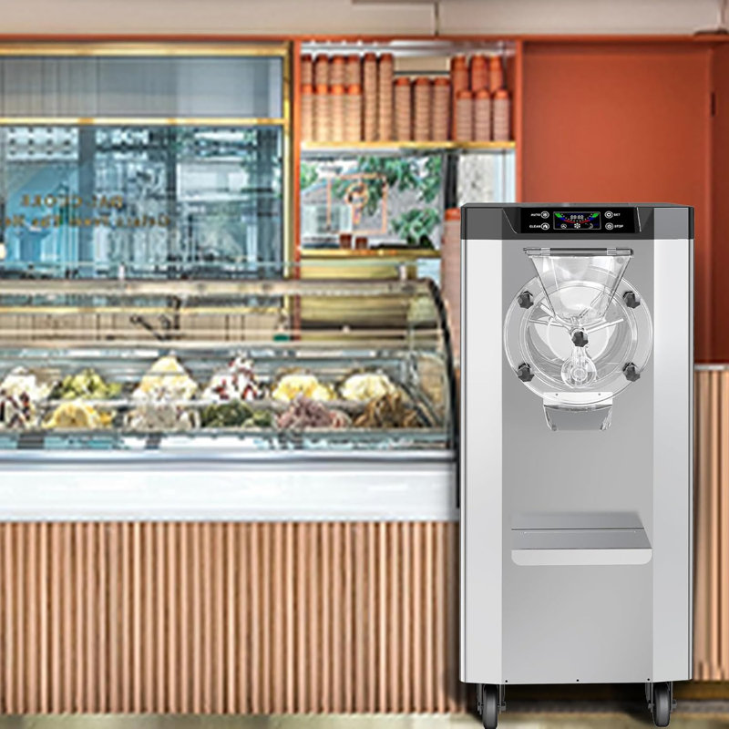 Sorbetière commerciale 2000W avec écran ACL, nettoyage automatique et pré-refroidissement, 4,8 à 6,3 gallons par heure - pour les restaurants et les cafés