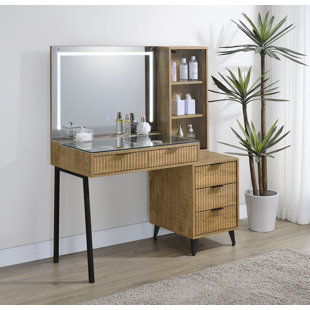 Coiffeuse 5 tiroirs avec miroir DEL Souza