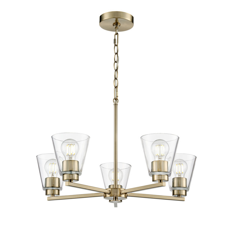 Lustre 5 lumières 24 po Strayhan - Or moderne, Or brossé