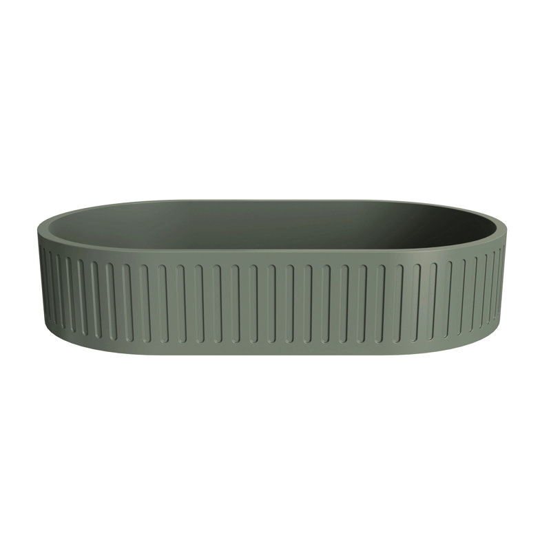 Lavabo de salle de bain ovale moderne en béton vert foncé 23,6 po