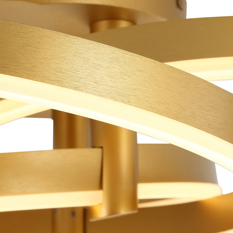 Plafonnier semi-encastré 3 lumières DEL 23,6 po, Or brossé