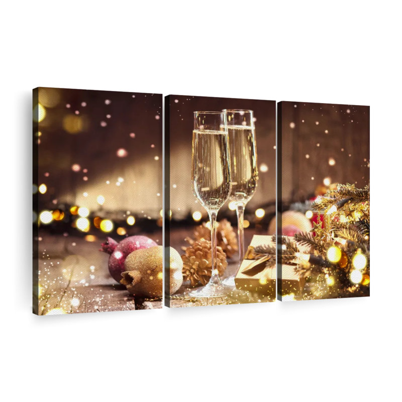 «Champagne For Christmas» sur, H 42 po x l 65 po x P 1,25 po