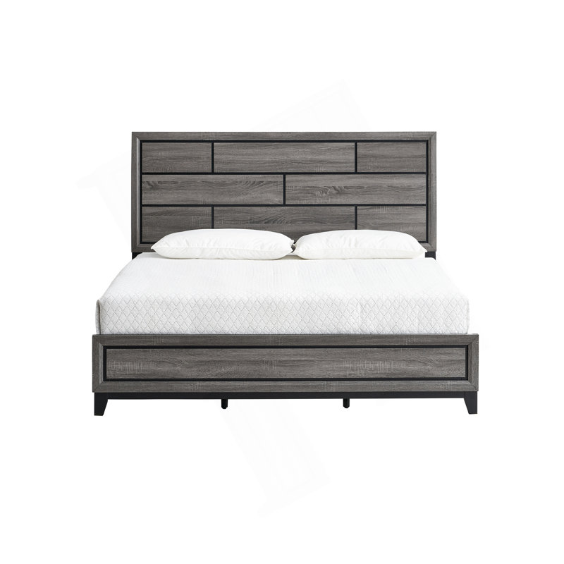 Lit Glasgow G04305A-KB (matelas non inclus) , Gris, Grand lit