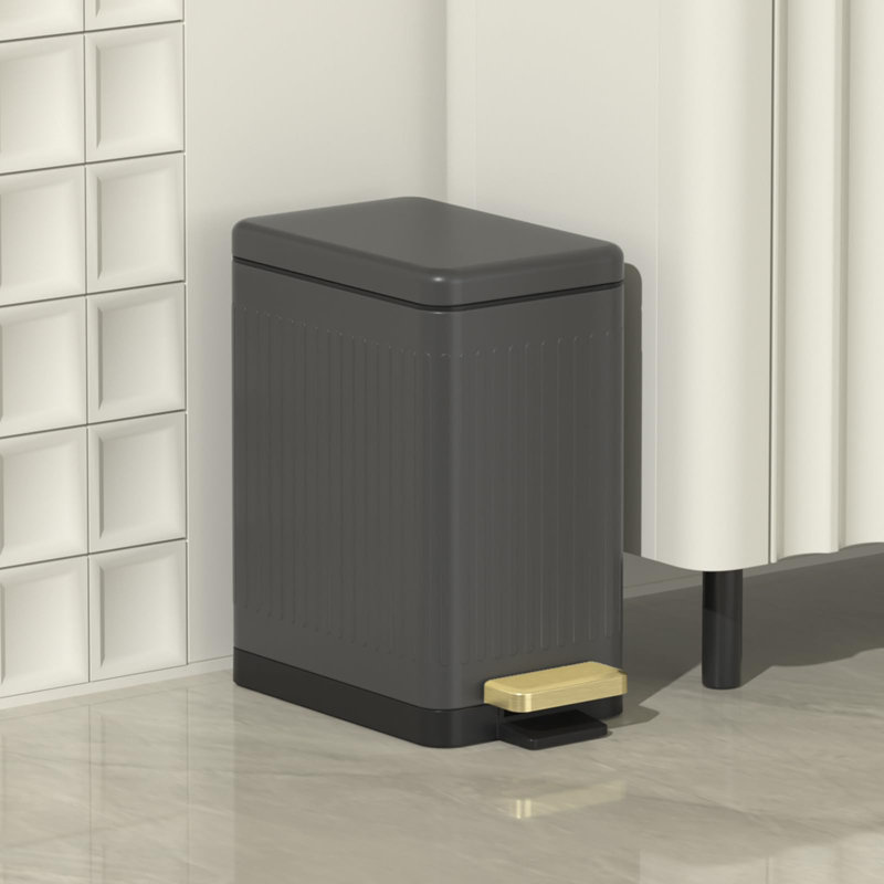 Poubelle de salle de bain avec couvercle, Gris