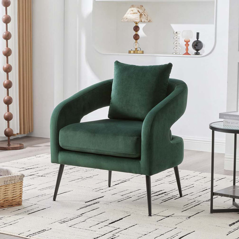 Chaise d'appoint rembourrée en velours, Vert