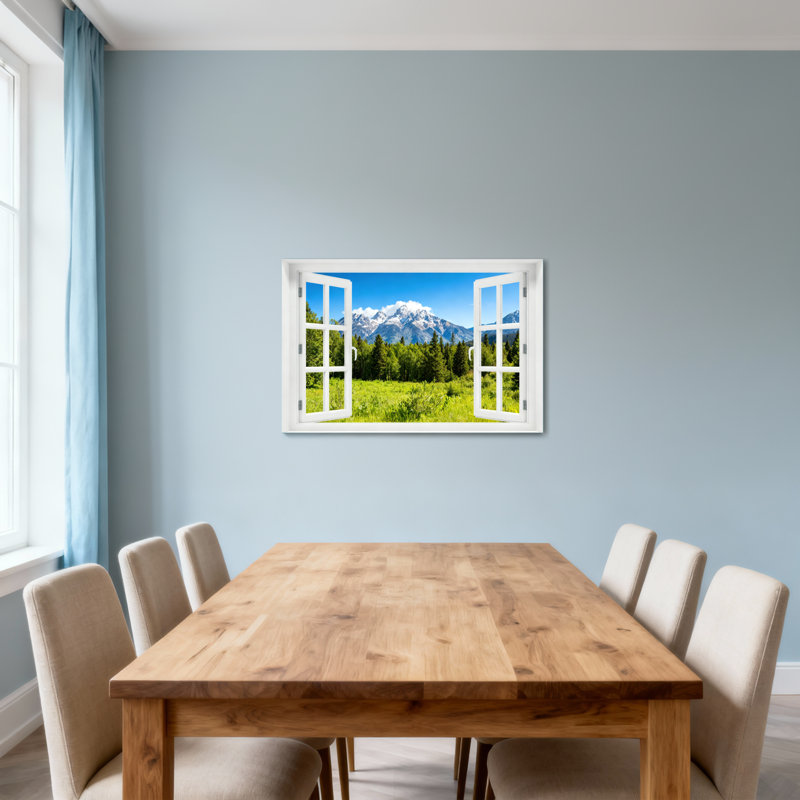 Paysage, nature, montagne, forêt, ciel, vert, nature, vue, scène de fenêtre, H 12 po x l 18 po