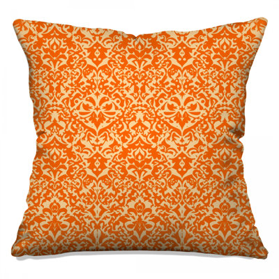 Coussins décoratifs à motif damas orange