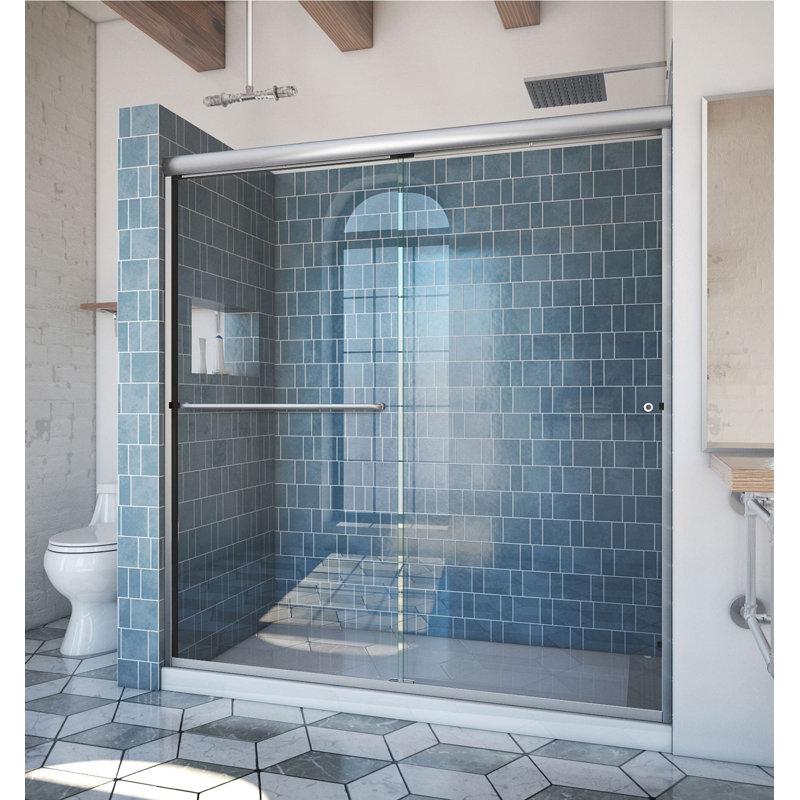 Porte de douche sans cadre E 68 "x H 70,375" Ese, Vers la droite, Nickel brossé