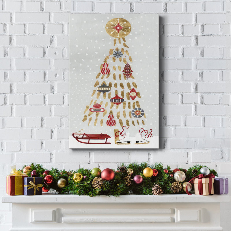 Toile tendue avec châssis de la collection B de Christmas Chalet - prêt à accrocher, H 48 po x l 32 po x P 1,5 po