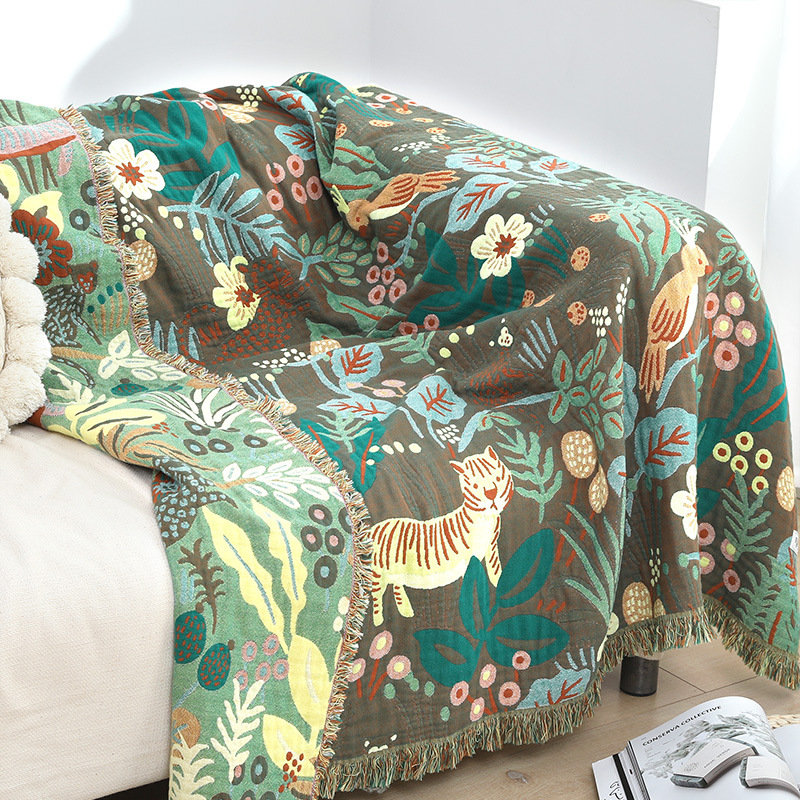 Jeté de lit 100% coton rétro toutes saisons Vintage Floral, 79 po x 59 po