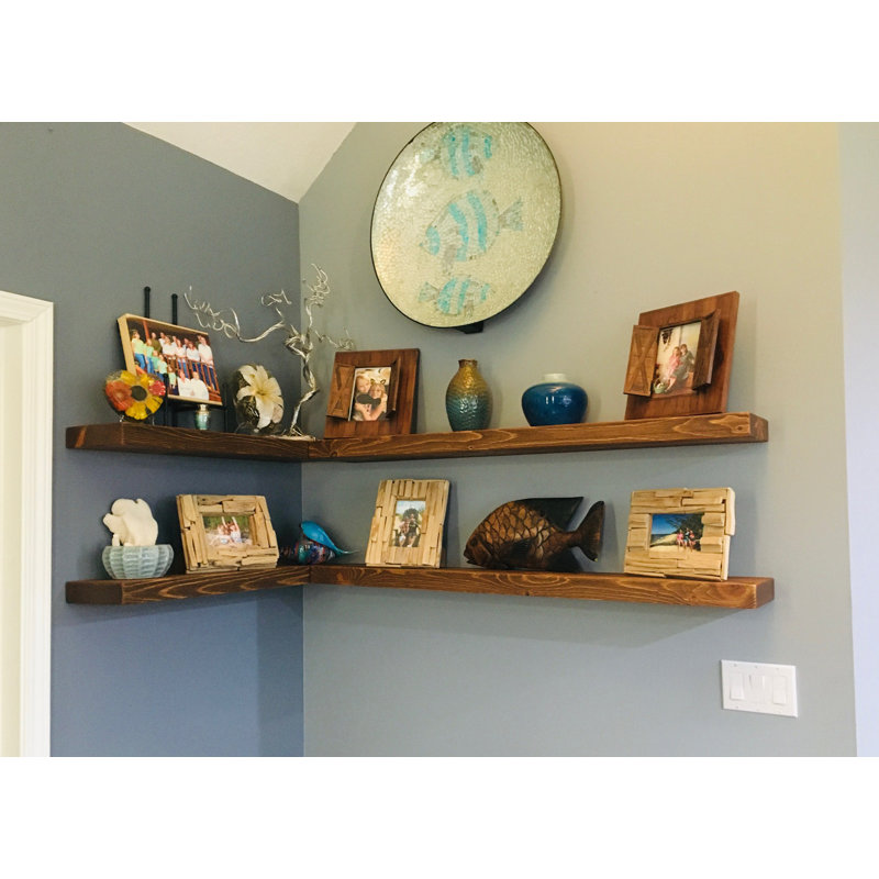 Mcevoy 2 Piece Pine Floating Shelf, Brown, 2" H x 18" W x 6" D