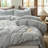 DONEUS Striped Duvet Cover Set 100% Washed Cotton Linen Like Soft Feelling Breathable Bedding-113054923-113054932