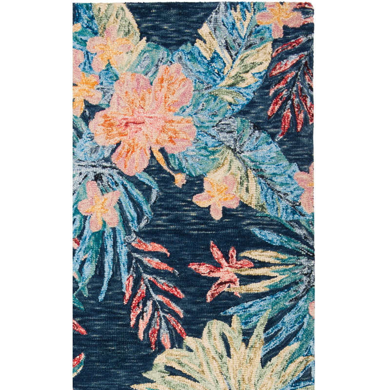 Tapis floral en laine touffeté à la main Toro, Tapis de couloir 2 pi 3 po x 9 pi