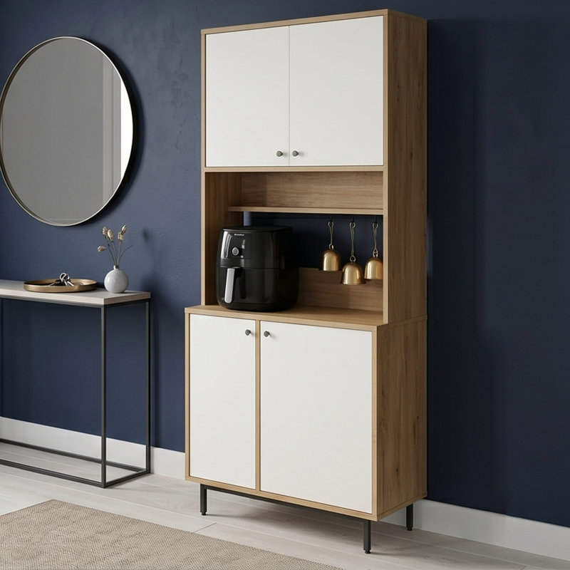 Garde-manger Aurelia de 81 po avec tablettes ouvertes et pieds en métal