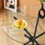 Table basse moderne moderne en verre transparent de 29,5 po avec base en X pour 4 à 6 personnes, noir-129021651
