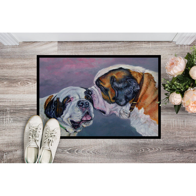 Tapis de porte d’extérieur antidérapant saint bernard whisperer, Rectangle 1 pi 6 po x 2 pi 3 po