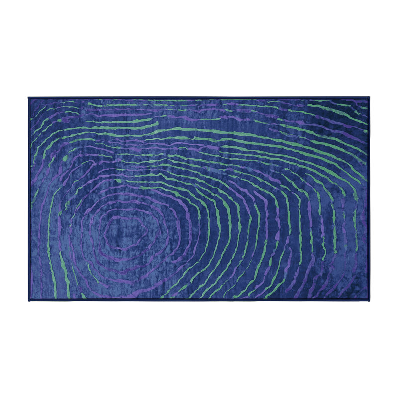 Machine Washable Blue Area Rug, Rectangle 7' x 9'
