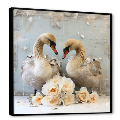 «White Blooming Swan Beauty - Swans Animal», art mural