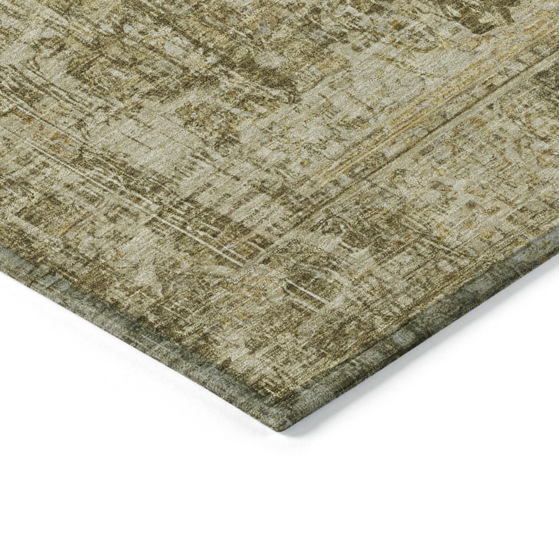 Machine Washable Indoor/Outdoor Claudian ACN1663 Brown Rug, Rectangle 1 pi 8 po x 2 pi 6 po