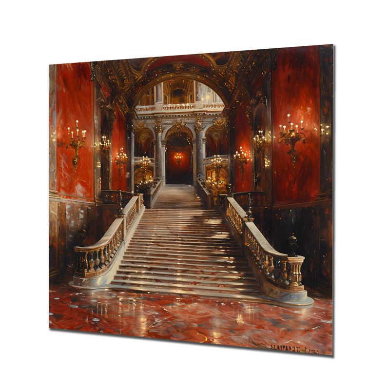 Rouge, or, entrée élégante, Opéra I - art mural maisons d'opéra, H 30 po x l 30 po x P 1 po, Métal métal