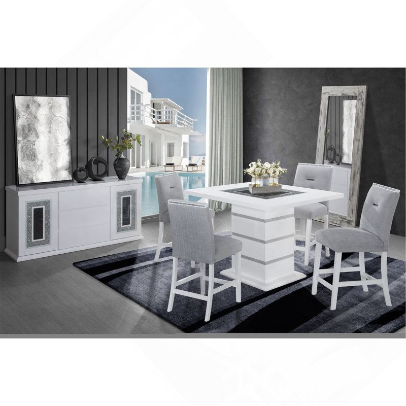 White Bar Table And Bar Stool Set