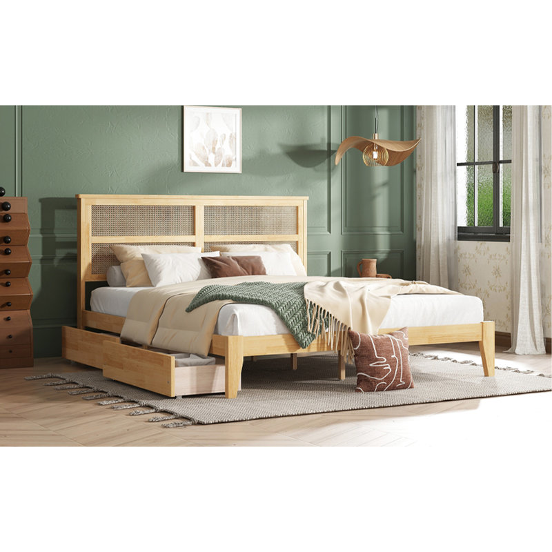 Tête de lit très grand avec rangement - matériaux et design élégant, Très grand lit, Chêne blanc