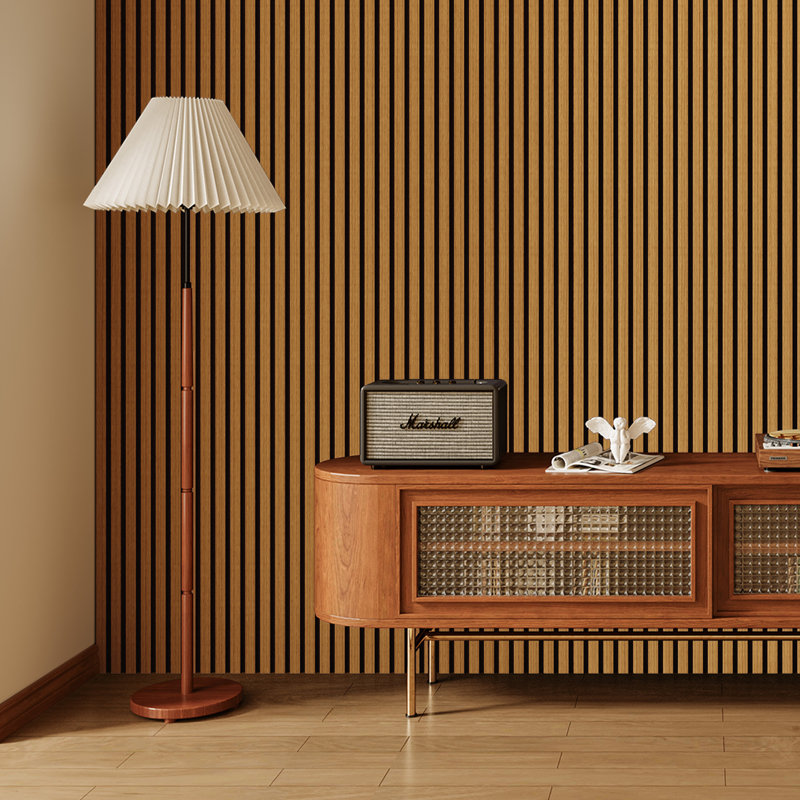 2 PCS 106"L x 20.5"W & 94.5'' Lx 24"W Acoustic Slat Wall Panels, Eco-Wood Look for Home/Office Wall & Ceiling, American Oak