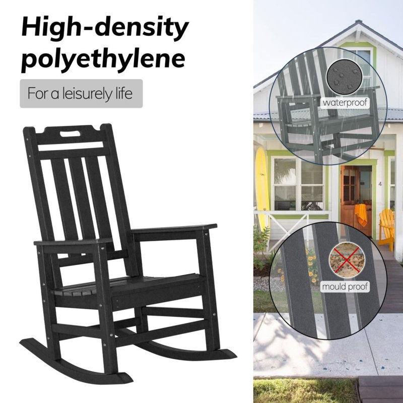 Briette Plastic / Acrylic Rocking Chair, Black