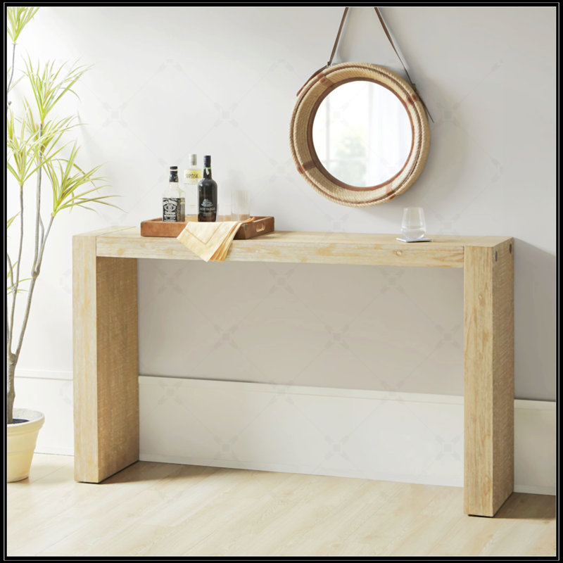Console moderne en bois massif brossé, parfaite pour une utilisation multifonctionnelle dans les salons et les vestibules.