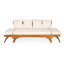 Canapé d'extérieur d'extérieur pour lit de jour, canapé 3 places avec accoudoirs pliables et 4 coussins de dossier, coussin amovible en teck et structure en bois d'acacia beige