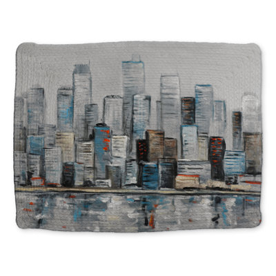 Abstract Urban Skyline Blue Cities Placemat - Modern Decor