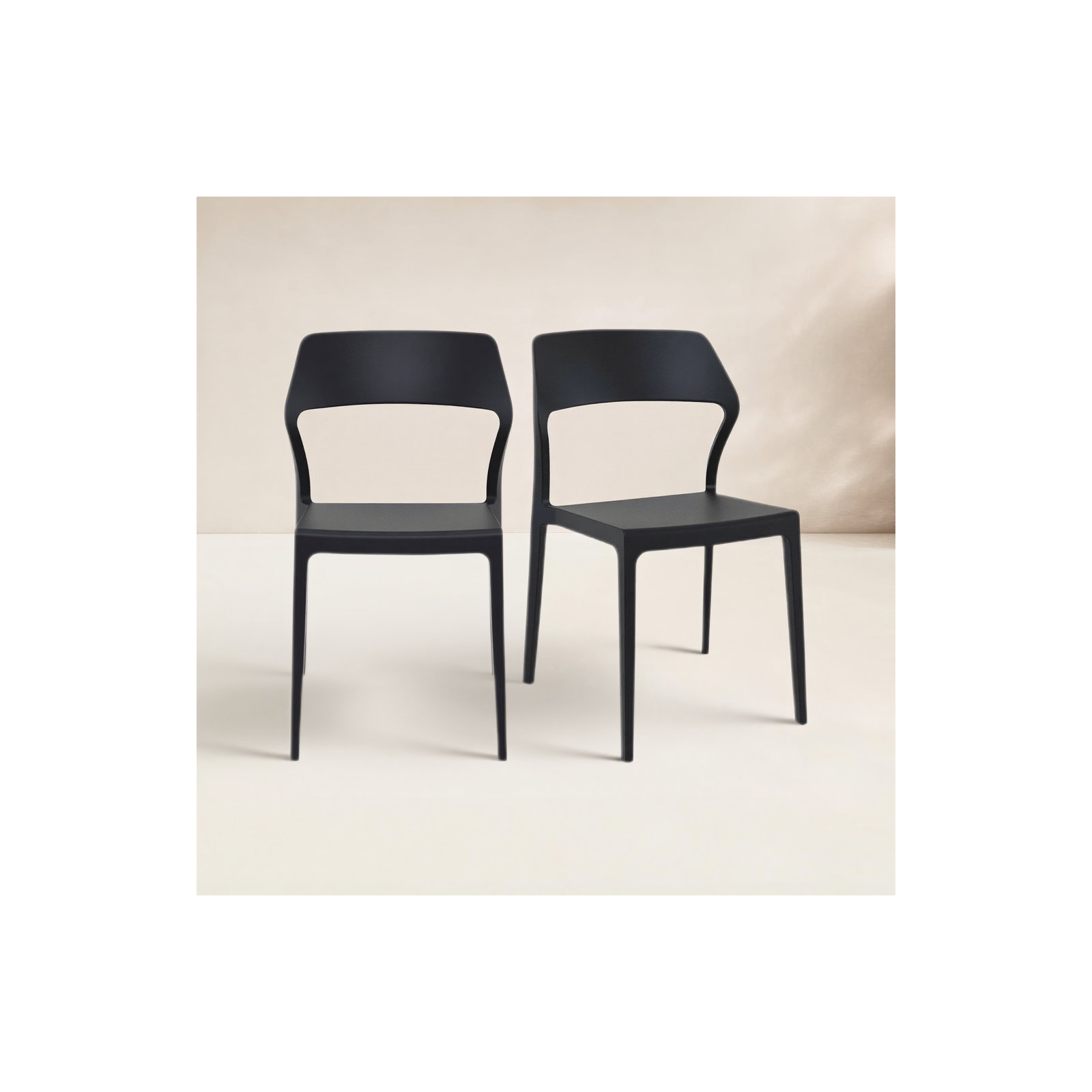 Farrah Stacking Patio Dining Side Chair, Black