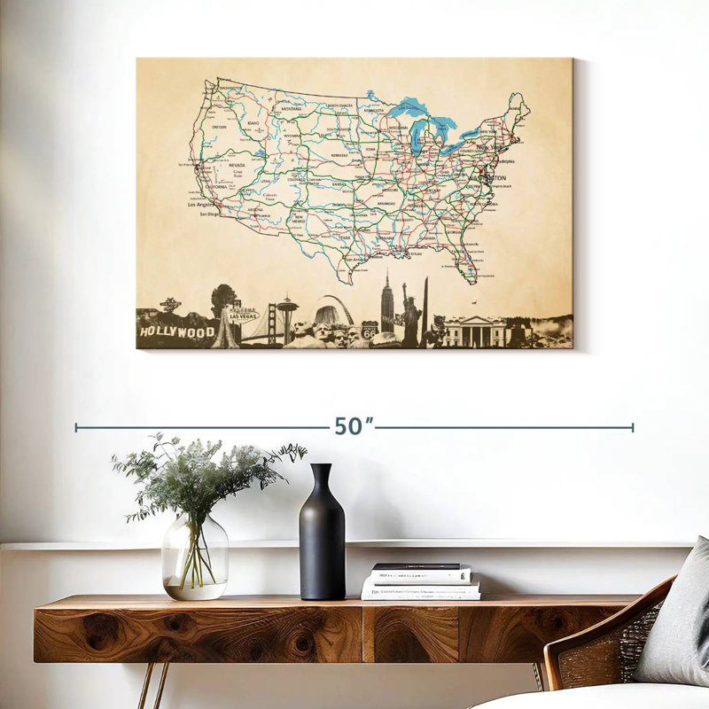 Aliaz Classic USA Map, 26" H x 39" W