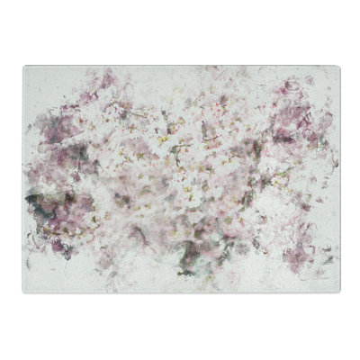 Tempered Glass Pink Cherry Blossoms Chopping Board