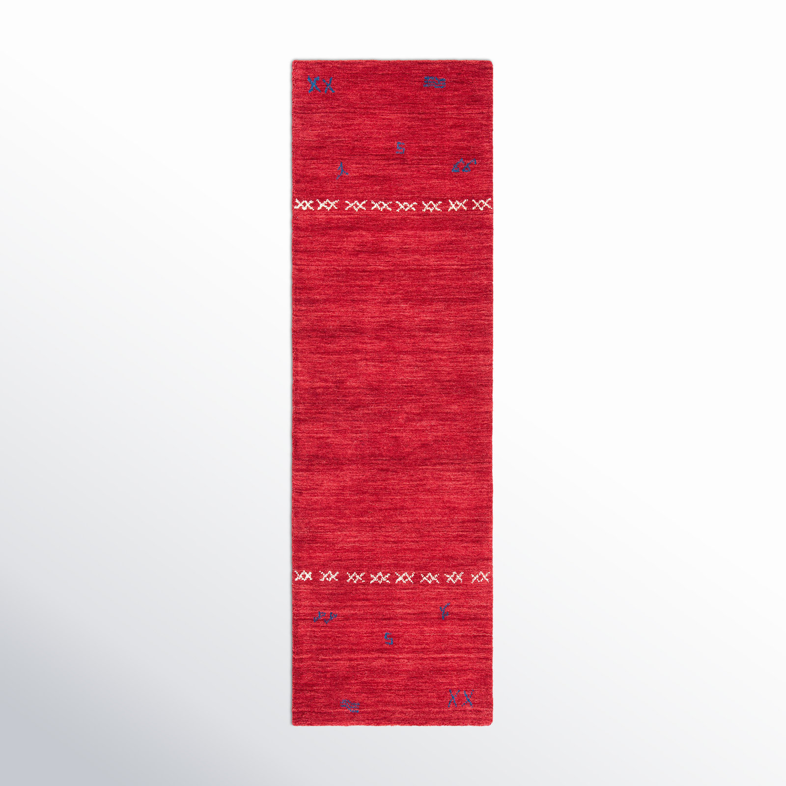 Santiago Red Handmade Wool Geometric Rug, Runner 2'3" X 12'