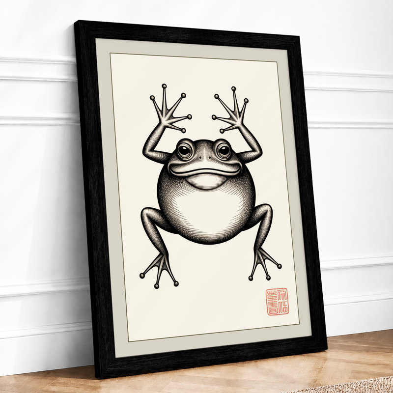 Grinning Frog Japandi - Print, A2 - 59.4 x 42.0 cm, Black