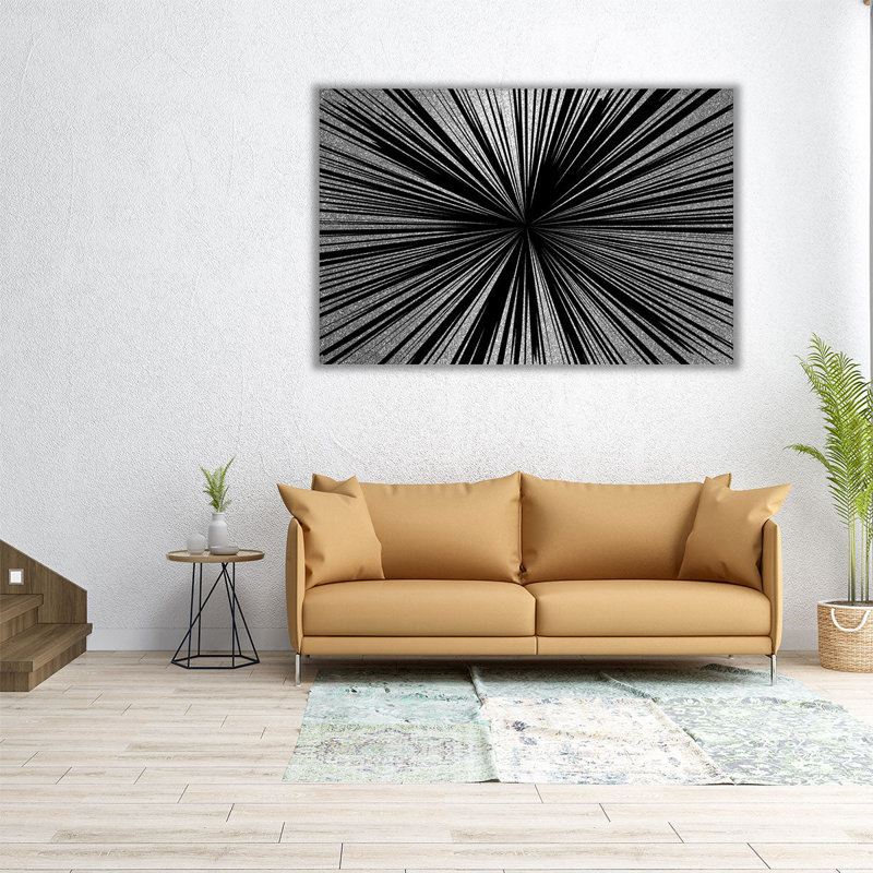 «Burst 1 Black and White», reproduction d'art sur toile, H 32 po x l 48 po