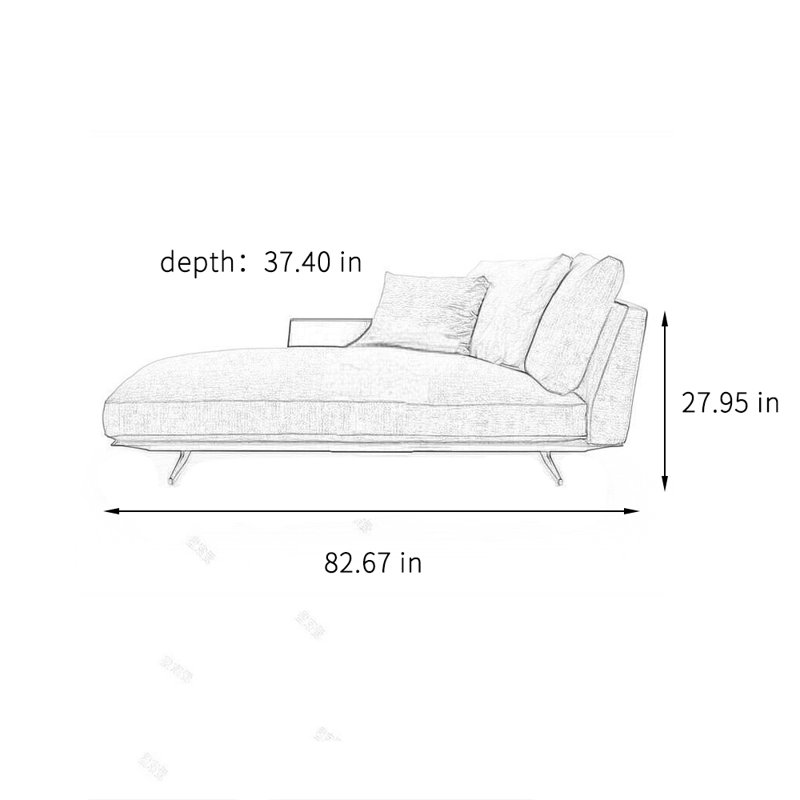 Chaise longue moderne, simple et confortable, Orienté à droite, Gris / Noir