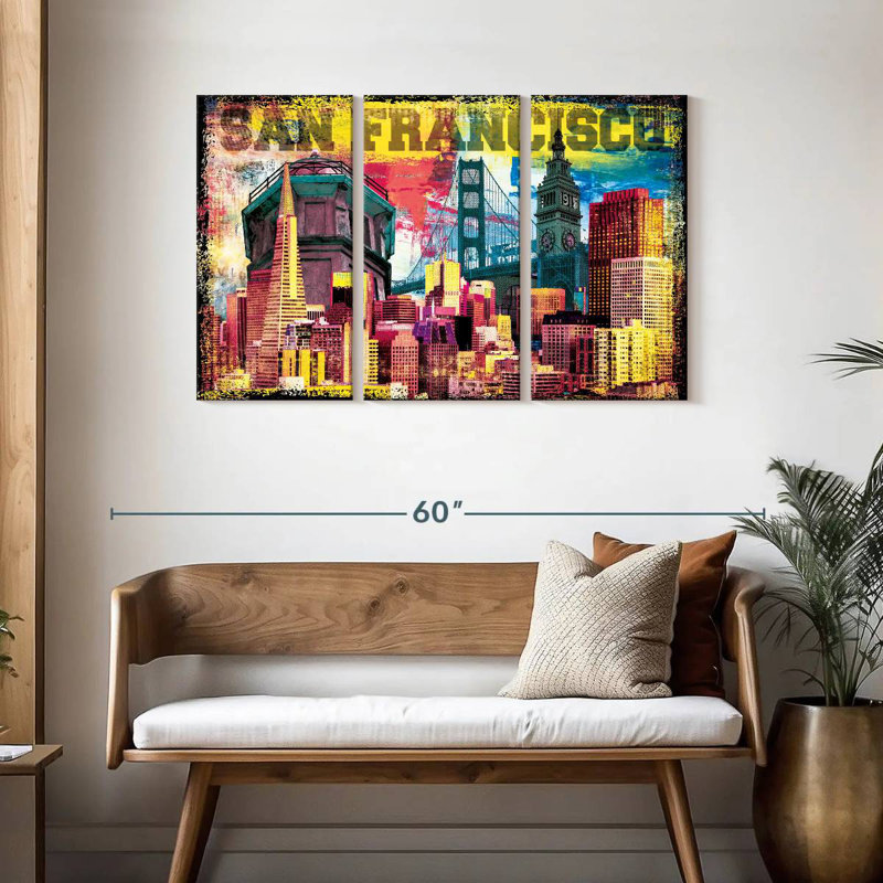 Rorry Iconic San Francisco Landmarks Grunge, 28" H x 45" W