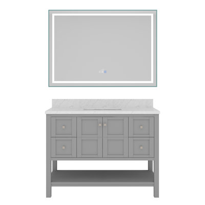 48 " W Freestanding Standard 1 Single With Carrara Marble Top with Mirror