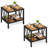  2PCS Outdoor Side Table 2-Tier Coffee End Table w/ 1.57'' Umbrella Hole Storage Shelf-326716514
