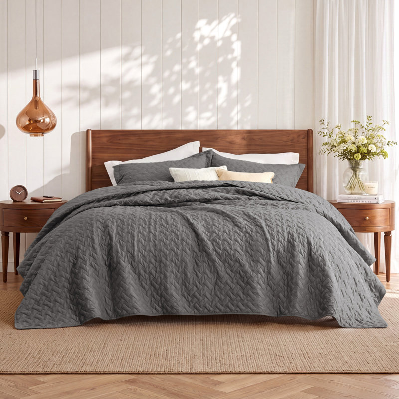 Couverture légère matelassée pour lit simple / simple TG - courtepointe respirante en tissage pour dortoir et maison - literie estivale pour lit et canapé climatisée - cadeau gris-doux pour les femmes et les étudiants, toutes saisons