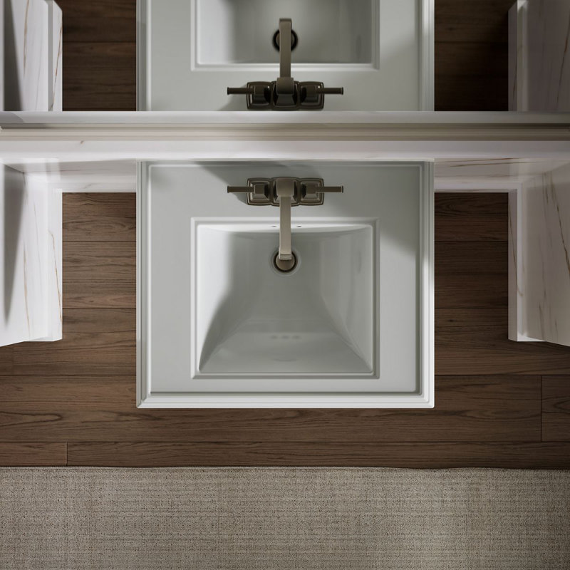 Memoirs  Pedestal Tall Bathroom Sink with Overflow, Ice Gray, 4" Centers