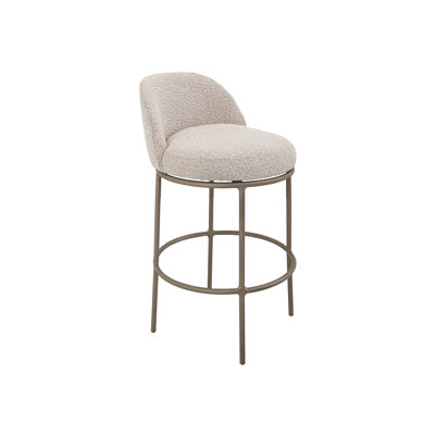 Beige Upholstered Seat & Metal Frame Barstool