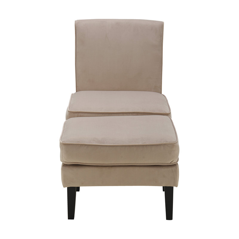 Elle Decor Olivia Upholstered Accent Chair with Foot Rest Ottoman, Taupe