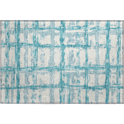 Premium Machine Washable Prisco Teal Rug