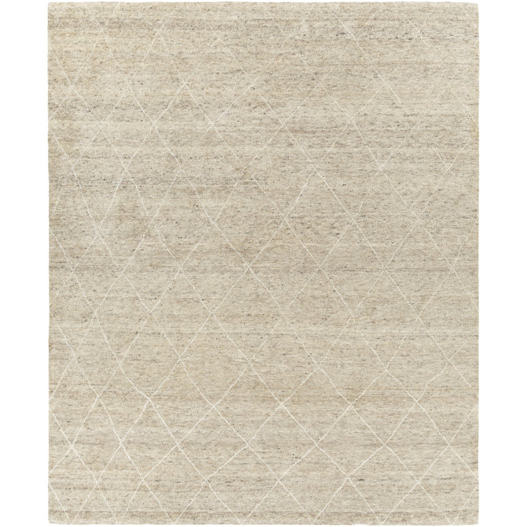 Geometric Hand-Knotted Taupe Area Rug