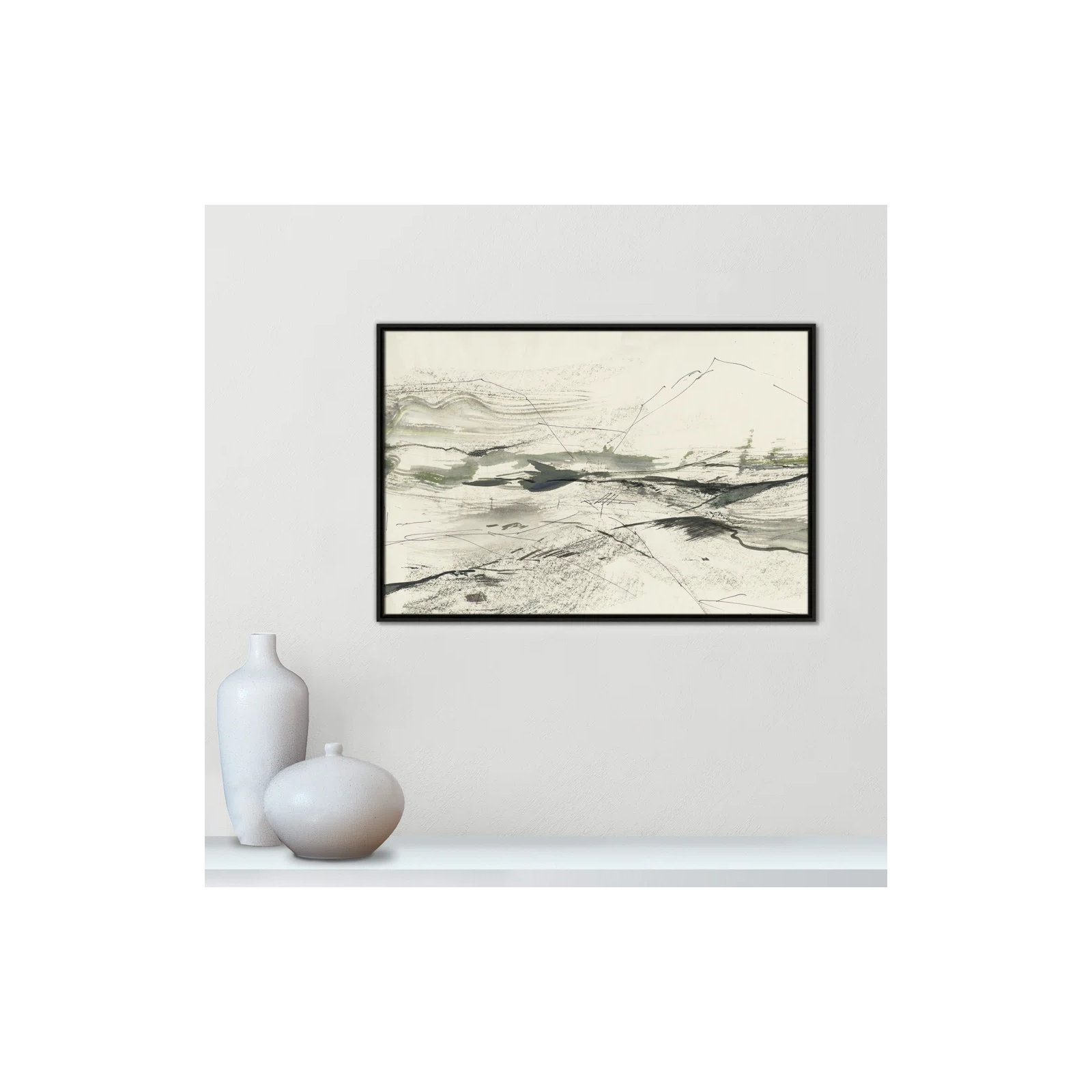 Green Sketches by PI Studio, No Mat, Espresso Floater Framed, 25.5" H x 37.5" W x 2" D