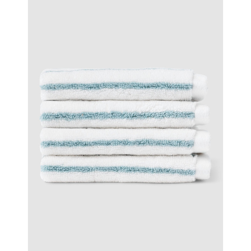 Luxe, Seashell with Brook Stripe, Washcloths - 4 Pack